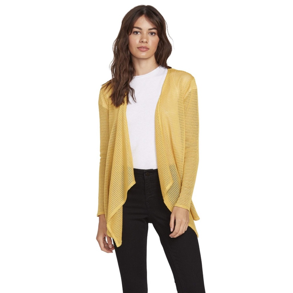 Volcom Women's Go Go Wrap Yellow Cardigan Medium